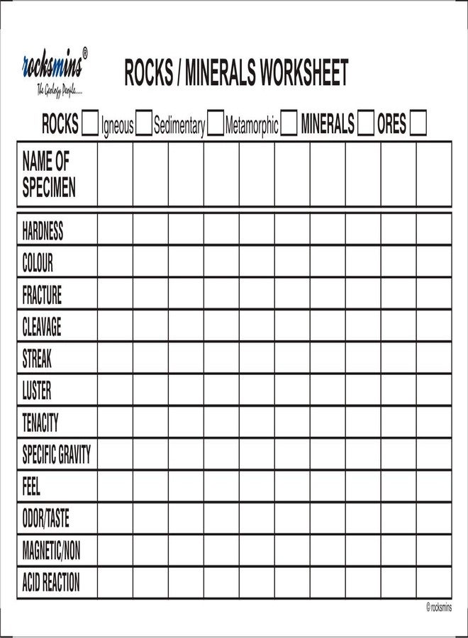 Rocksmins Minerals Science Activity Kit MI20ACPT with Testing Tools Worksheet Geology Puzzle 7 Sheets Set of 20 Handpicked Natural Minerals Specimens in Storage Tray Beautiful Colour Box for geology - Image 5